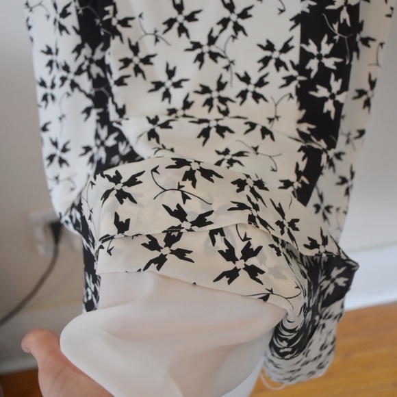 Tanya Taylor open shoulder, black and white floral pinwheel dress (US 6) - Picture 5 of 5